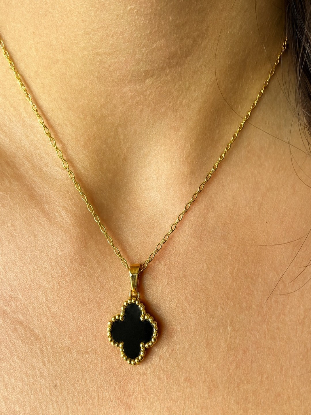 Black Clover Pendant Necklace