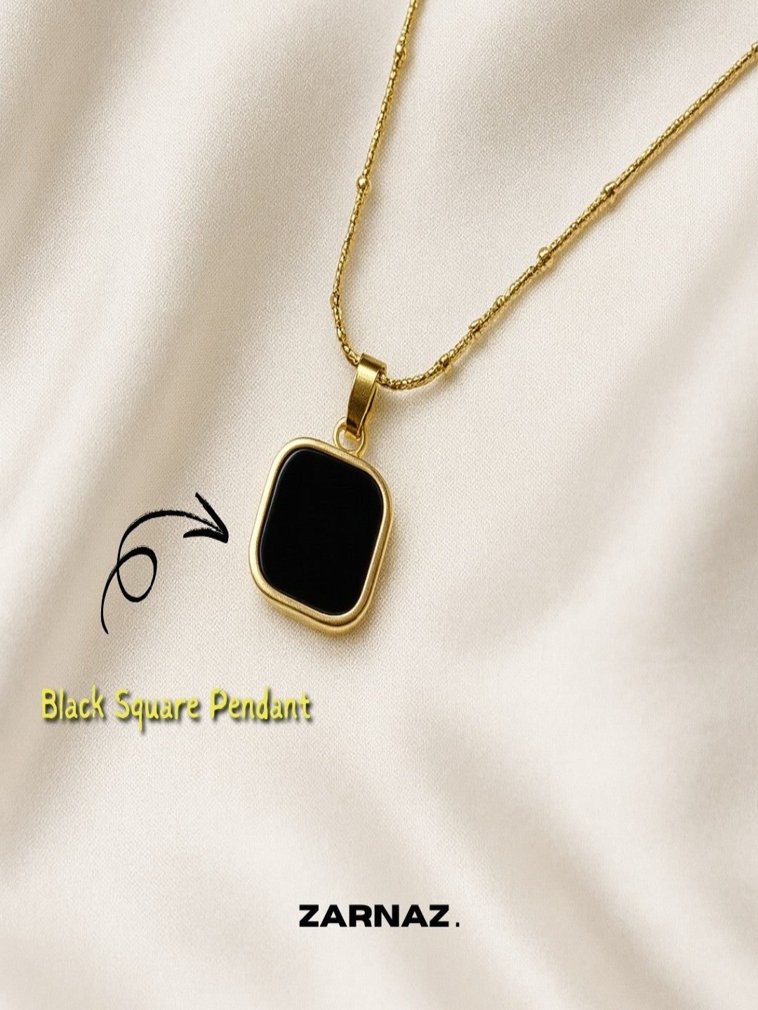 Black Square Pendant Necklace